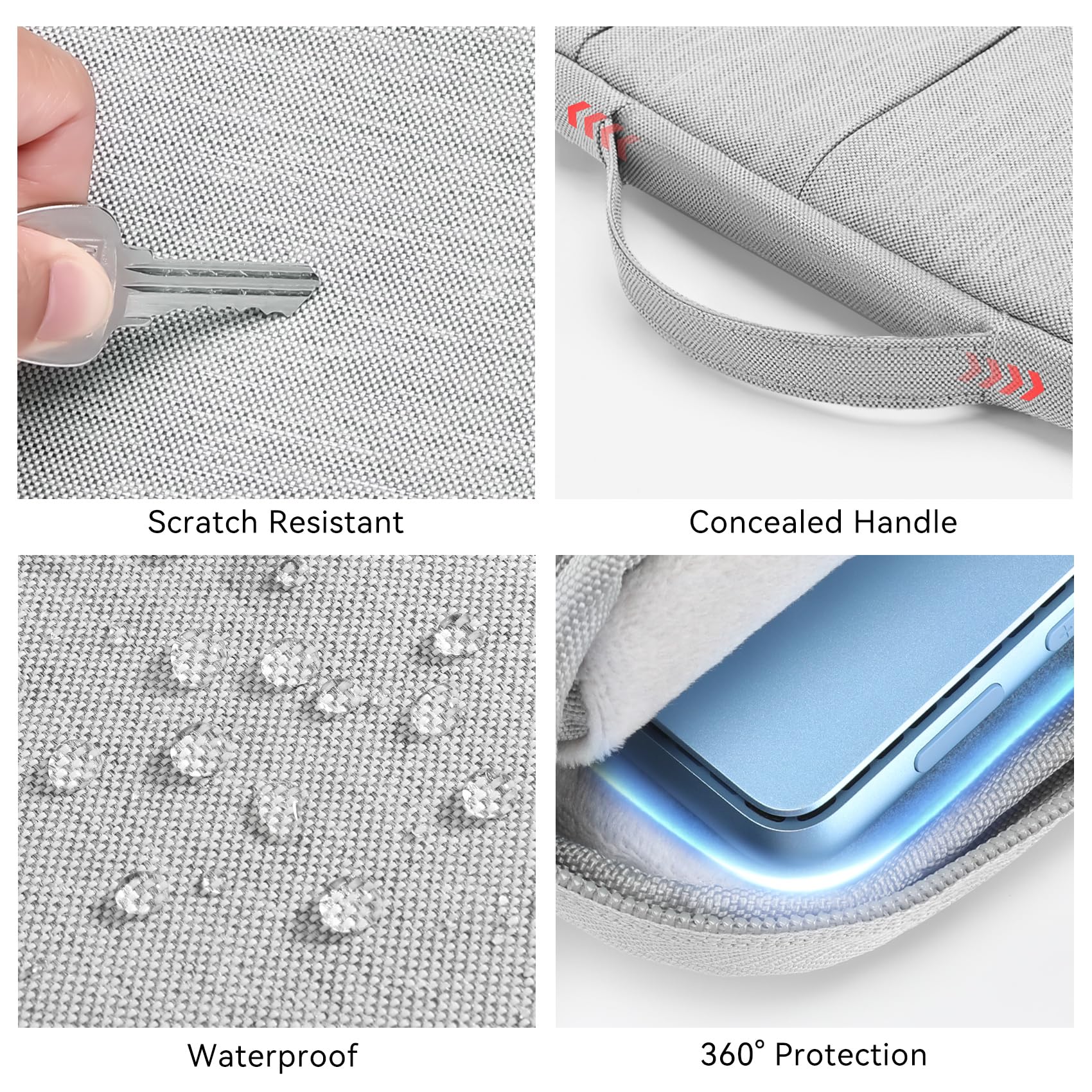 Omnpak Water-Resistant 13-inch Laptop Sleeve Case for Microsoft Surface Pro 9/8/7+/7/6/5/4/3 - Multi-Pocket Protective Carrying Bag with Side Handle Strap - Perfect for Work, Travel & School
