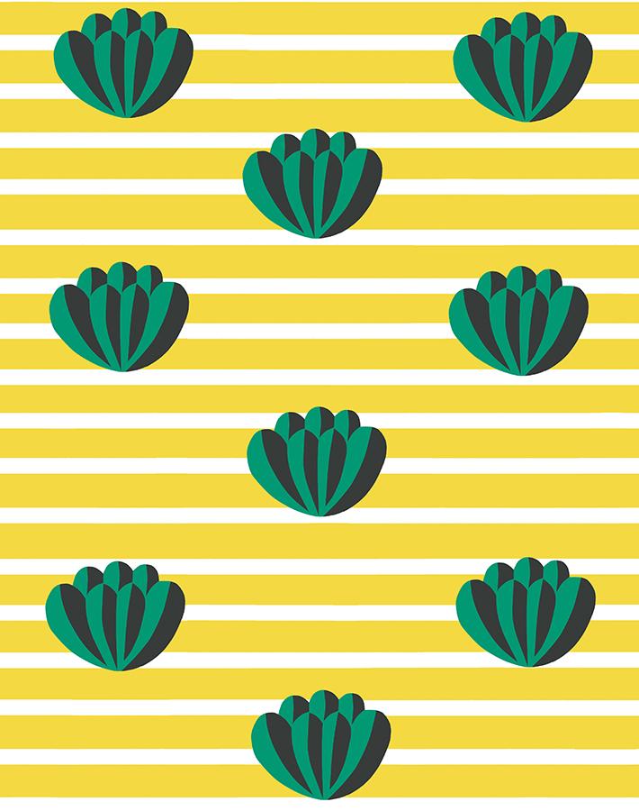 Clare V. 'Lotus Stripe' Yellow Wallpaper - Modern Peel & Stick Wallpaper for Bedroom, Living Room & Nursery Decor