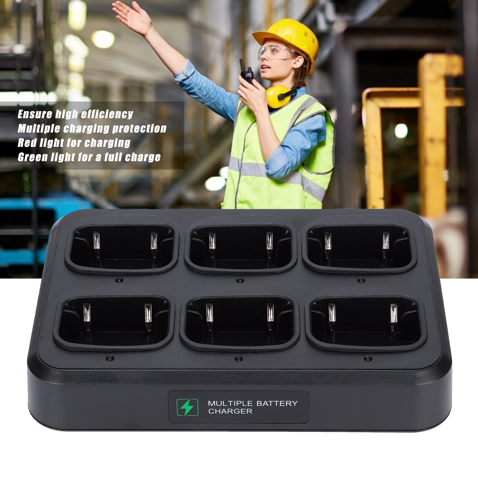 6-in-1 Multi-Unit Charging Station with LED Display & EU Adapter - Fast Charger for Retevis RT8 RT81 RT82 RT83 RT87 RT50 Walkie Talkies - Perfect for Security Teams, Construction Sites & Outdoor Adventures