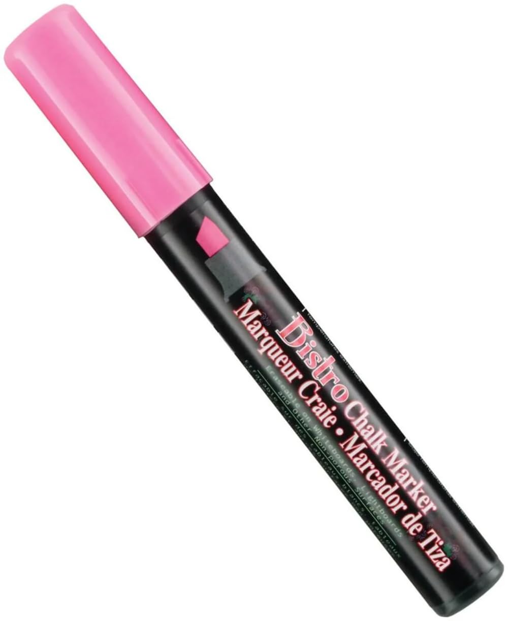 UCHIDA Fluorescent Pink Bistro Chalk Marker - Chisel Tip for Menu Boards, Signage & Art Projects