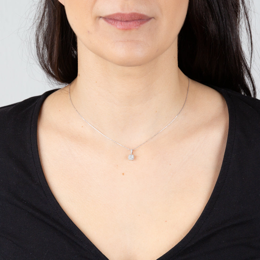 9ct White Gold 1/4 Carat Diamond Pendant Necklace with 40cm Chain - Elegant Jewelry Gift for Women, Perfect for Weddings, Anniversaries & Special Occasions