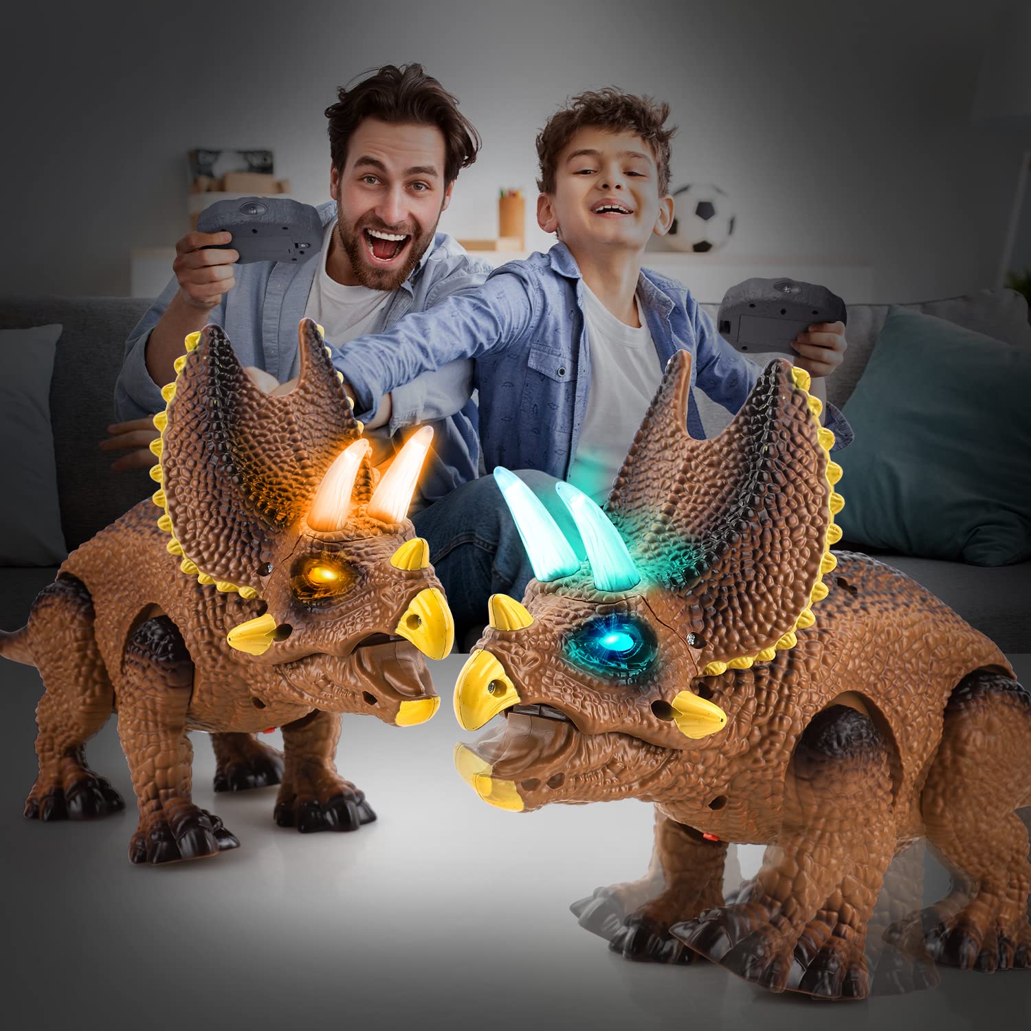STEAM Life Remote Control Dinosaur Toy for Kids - Light Up & Roaring Triceratops Robot with Realistic Sounds | Electronic Dinosaur Toy for Boys & Girls Ages 3-7 | Perfect for STEM Learning, Birthday Gifts & Pretend Play