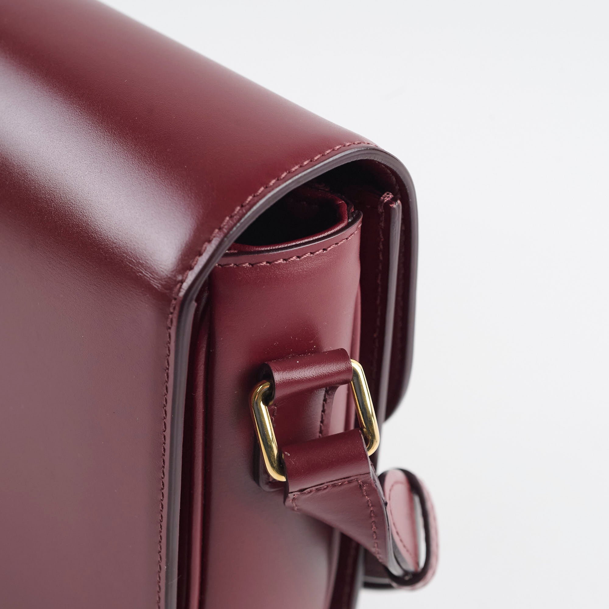 Celine Medium Triomphe Handbag in Shiny Burgundy Calfskin Leather - Perfect for Work, Travel & Evening Events