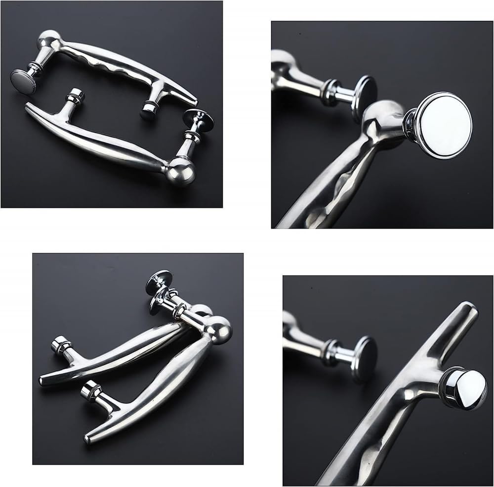 304 Stainless Steel Glass Door Handle - 145mm Push Pull Bathroom Door Knob Replacement for Shower & Cabinet Doors - Durable & Rustproof Hardware for Home & Commercial Use