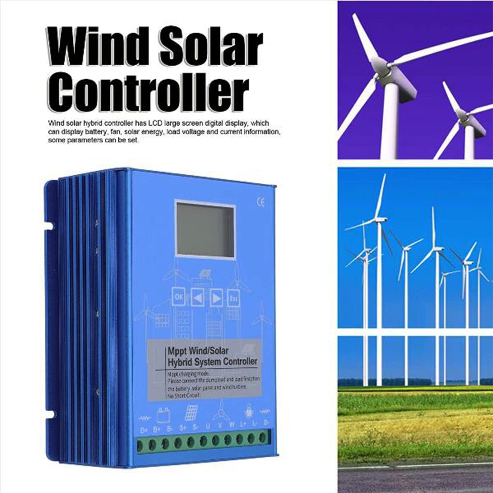 12V/24V 12000W MPPT Wind Solar Hybrid Charge Controller - Auto Regulator for Home Wind Generator & Solar Panel System - Perfect for Off-Grid Power, RV, and Emergency Backup