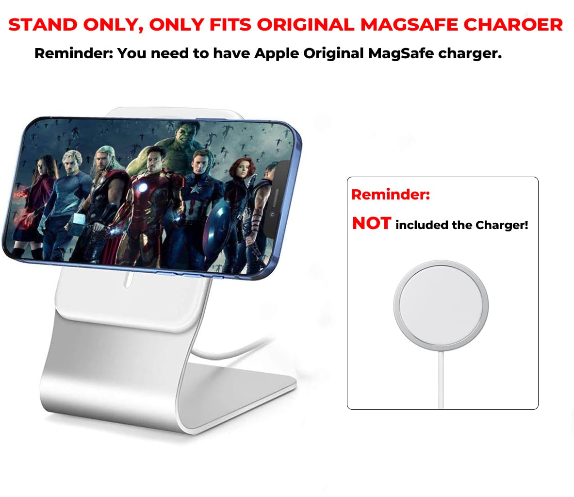 FULAIM Aluminum MagSafe Stand for Desk - Compatible with iPhone 16/15/14/13/12 Pro/Pro Max/Plus (Charger Not Included) | Perfect for Office, Home & Nightstand Charging