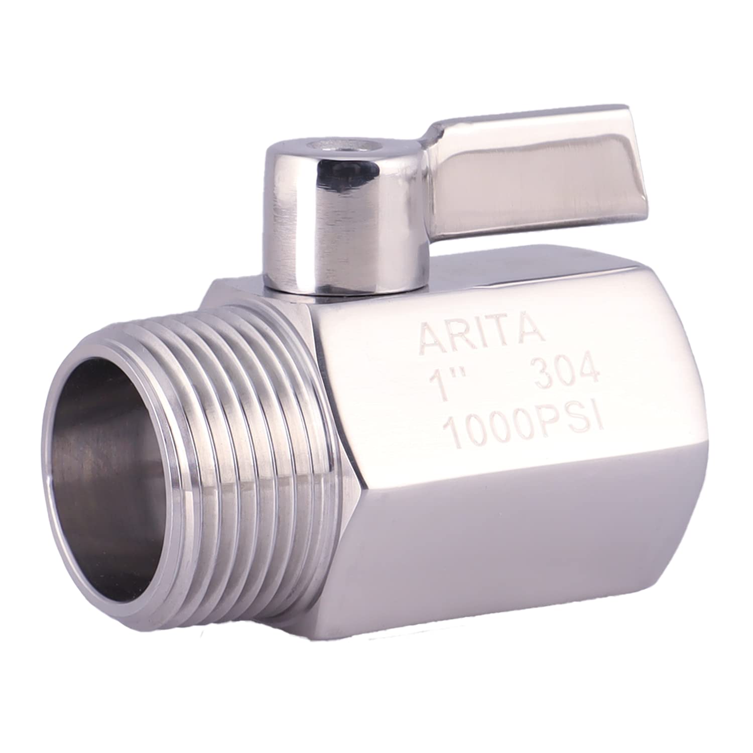 ARITA Mini Ball Valve 1 Inch, Stainless Steel 304 Reduced Port 1000PSI - Water, Oil & Gas Compatible, Male/Female NPT Threads with Stainless Steel Handle (10 Pack) - Ideal for Plumbing, Industrial Piping & Hydraulic Systems