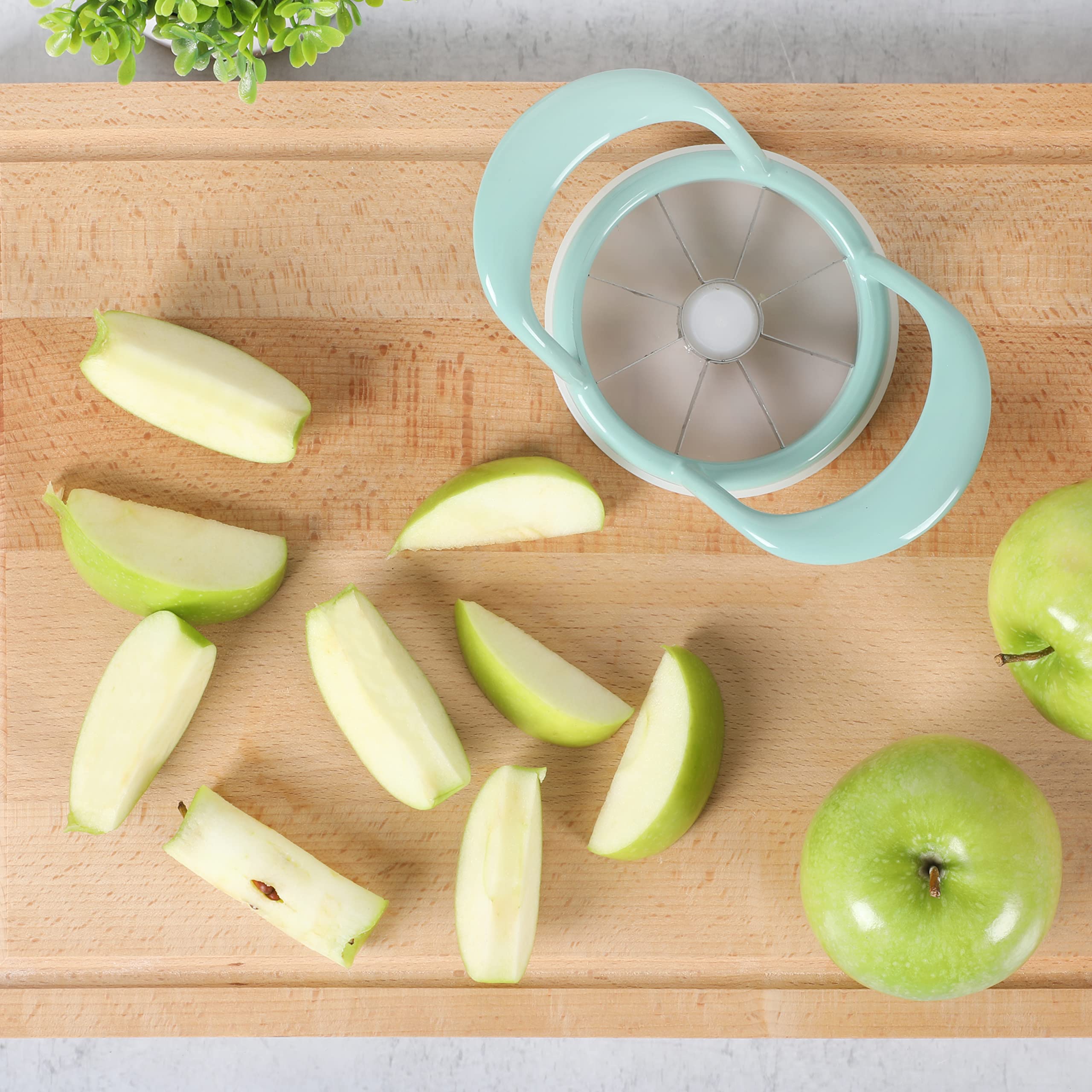 Martha Stewart Erwin Apple Corer and Slicer with Cover - Blue | Easy Fruit Prep Tool for Baking, Snacking & Healthy Eating