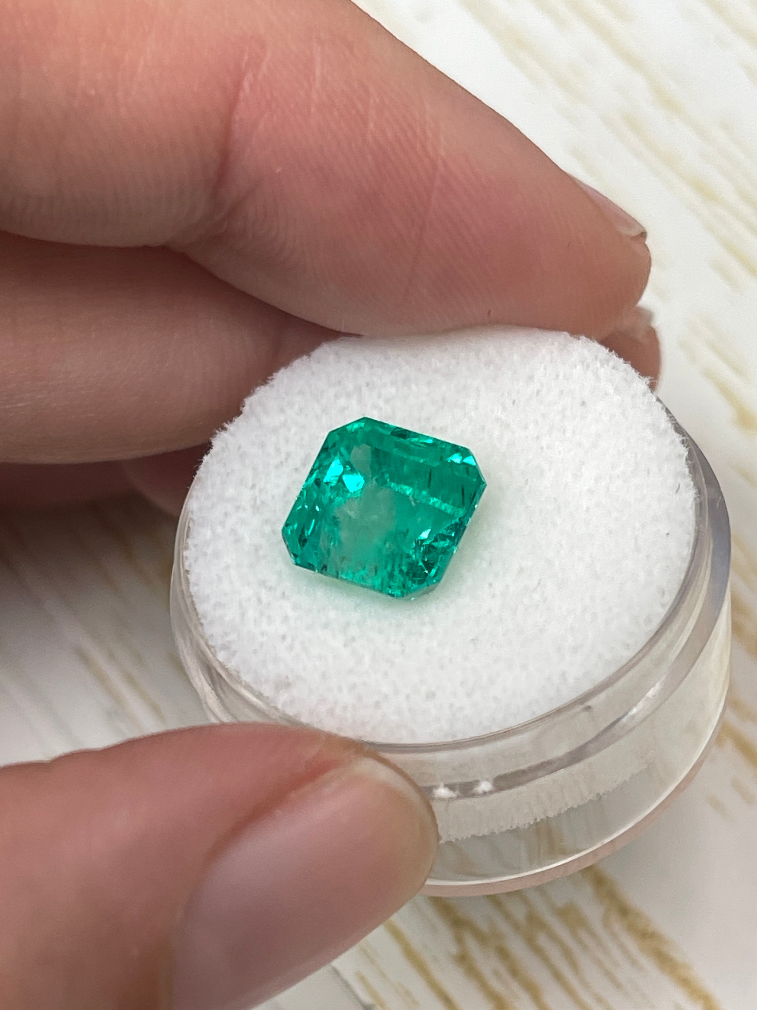 4.22 Carat 9x9mm Vivid Muzo Natural Loose Colombian Emerald Asscher Cut Gemstone for Jewelry Making & Engagement Rings