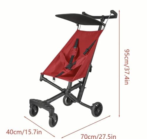 Lightweight Umbrella Stroller for Kids Ages 4-8 | Compact Foldable Baby Stroller with Canopy | Ideal for Travel, Shopping & Daily Walks (Red)