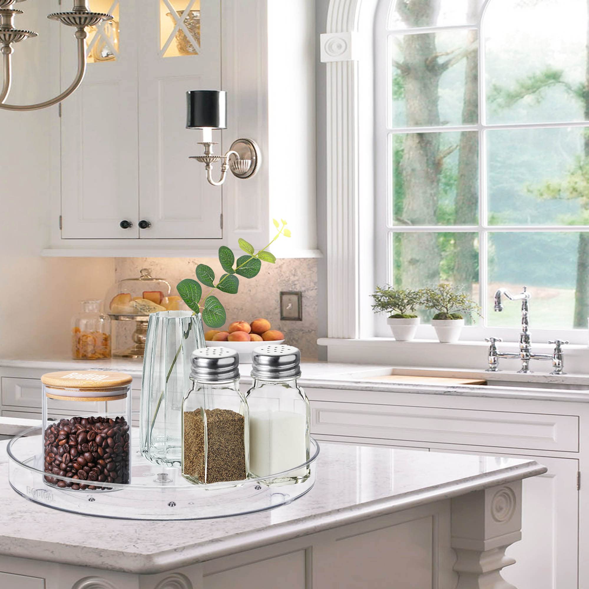 2 Pack Clear Lazy Susan Turntable Organizer - 9.25 Inch Rotating Cabinet Shelf for Kitchen Pantry Storage | Space-Saving Spice Rack, Makeup Organizer & Bathroom Storage Solution