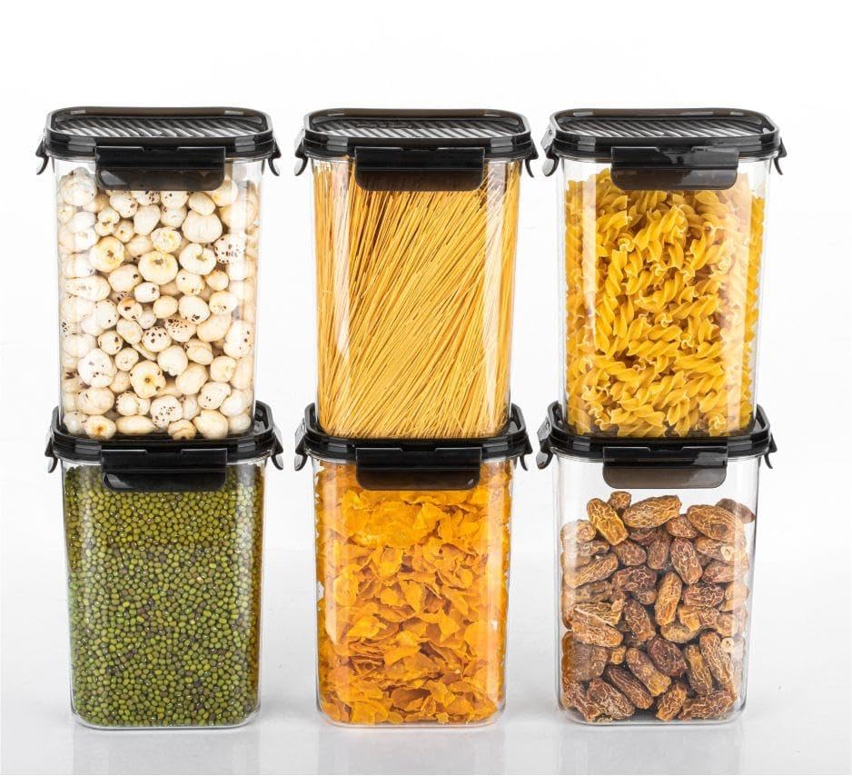 UCRAVO 4-Piece Airtight Food Storage Containers Set - 1400ml BPA-Free Plastic Canisters for Flour, Sugar & Dry Goods | Perfect for Kitchen Pantry Organization & Bulk Food Storage