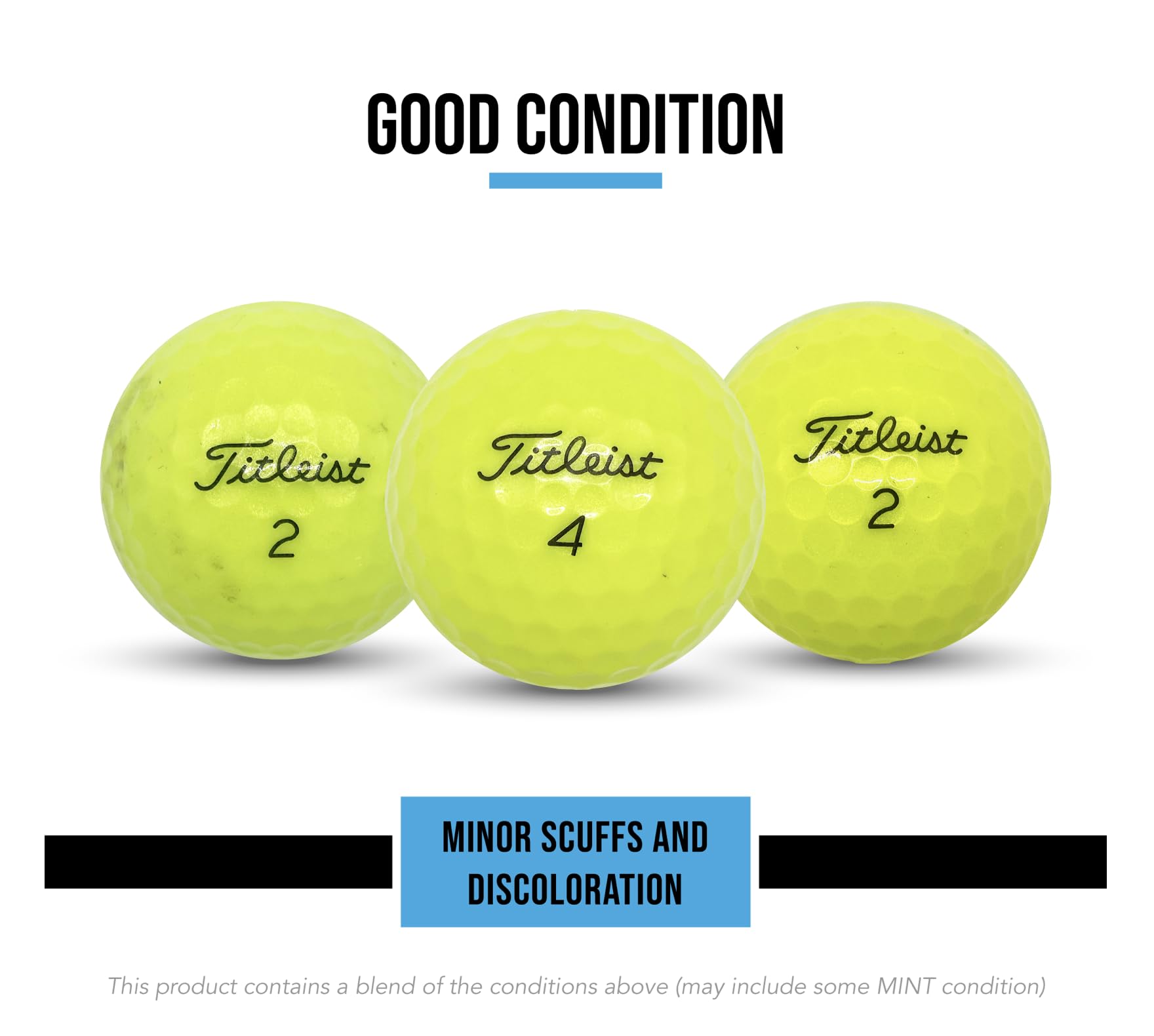 Premium Recycled Titleist Pro V1 Golf Balls - 48 Pack Mixed Yellow - Good Condition Ready to Play (RTP) - Perfect for Practice, Driving Range & Casual Golf Games