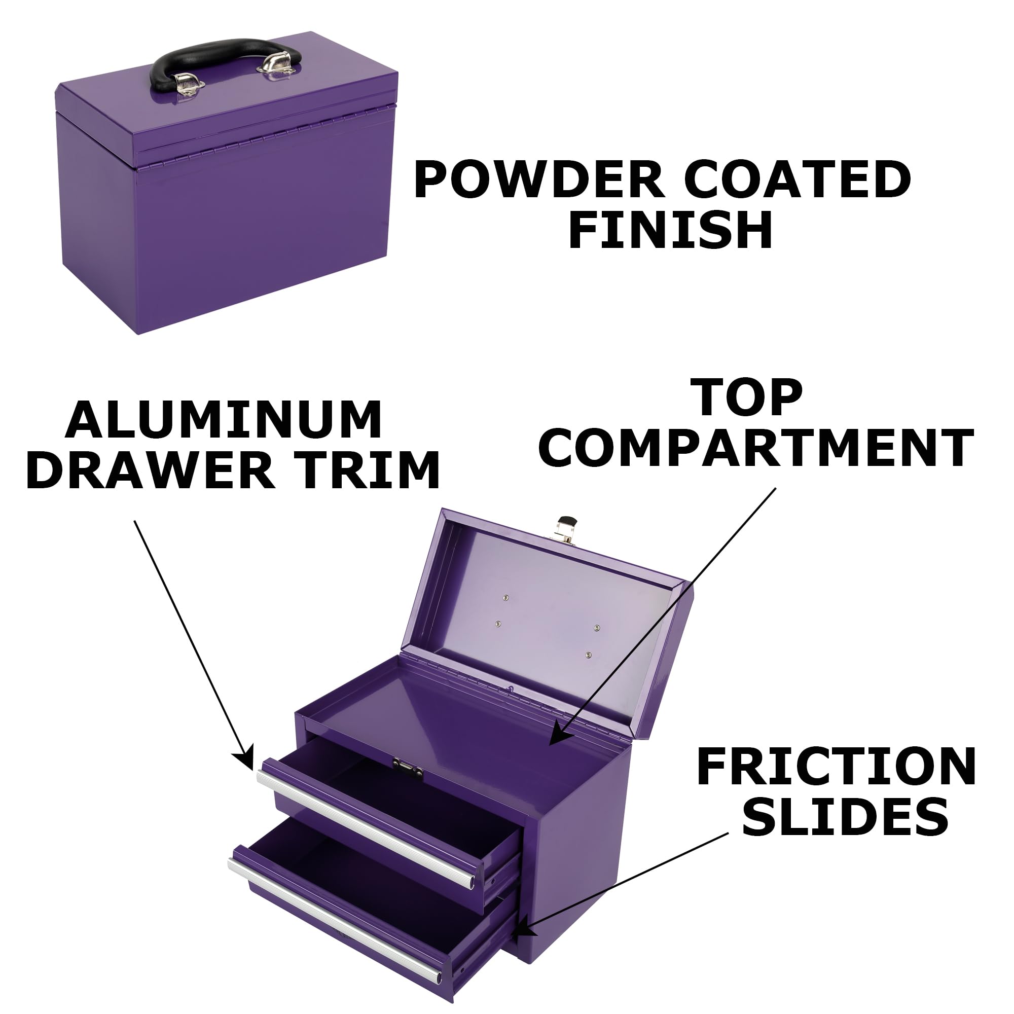Viper 11-Inch 2-Drawer Portable Toolbox - Purple for DIY & Crafts