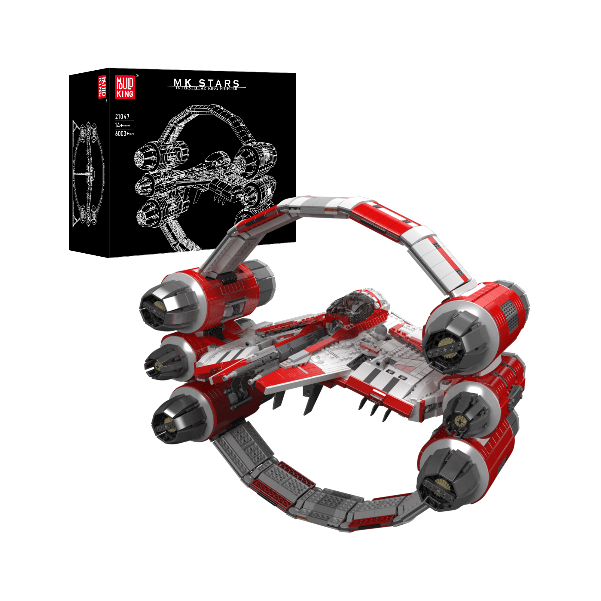 Mould King 21047 Interstellar Ring Fighter Model Building Set - 6,003 Pieces | Star Wars Inspired Spaceship Collection | Perfect for Adults & Teens DIY Projects & Display