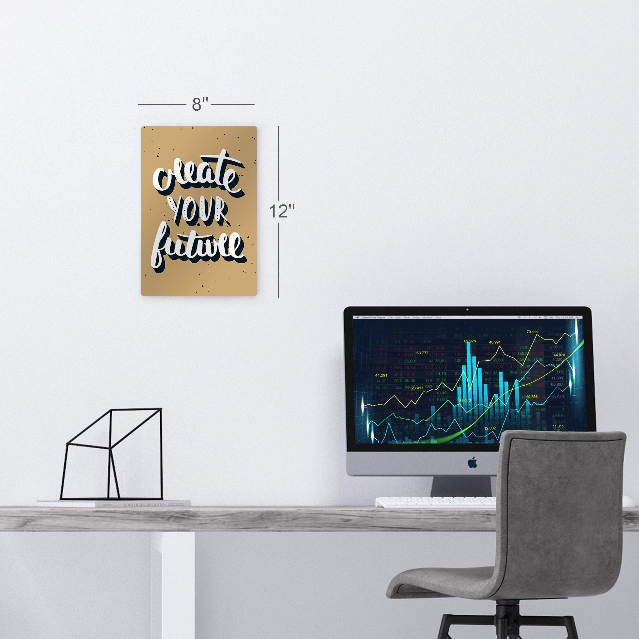 Smile Art Design - Motivational Metal Wall Art with Modern Hand Lettering, Inspirational Entrepreneur Quote Print (40x30) - Perfect for Office, Living Room Decor & Gift Ideas - Ready to Hang for Home or Workspace Motivation