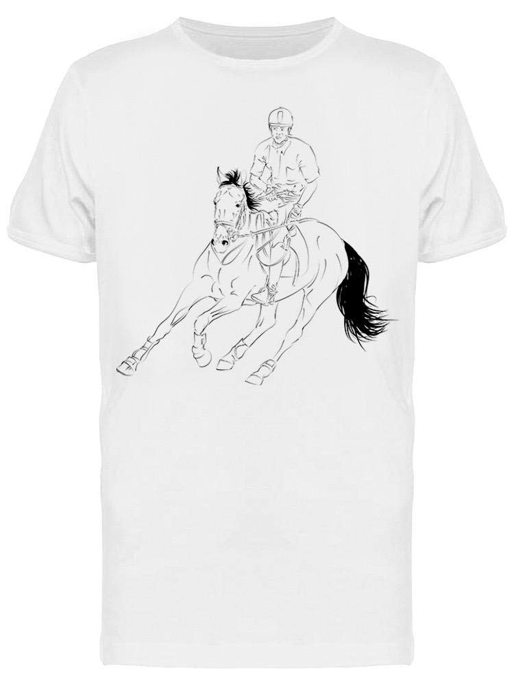 Hand Drawn Rider and Horse Graphic T-Shirt for Men - Casual Wear & Equestrian Enthusiast Outfit