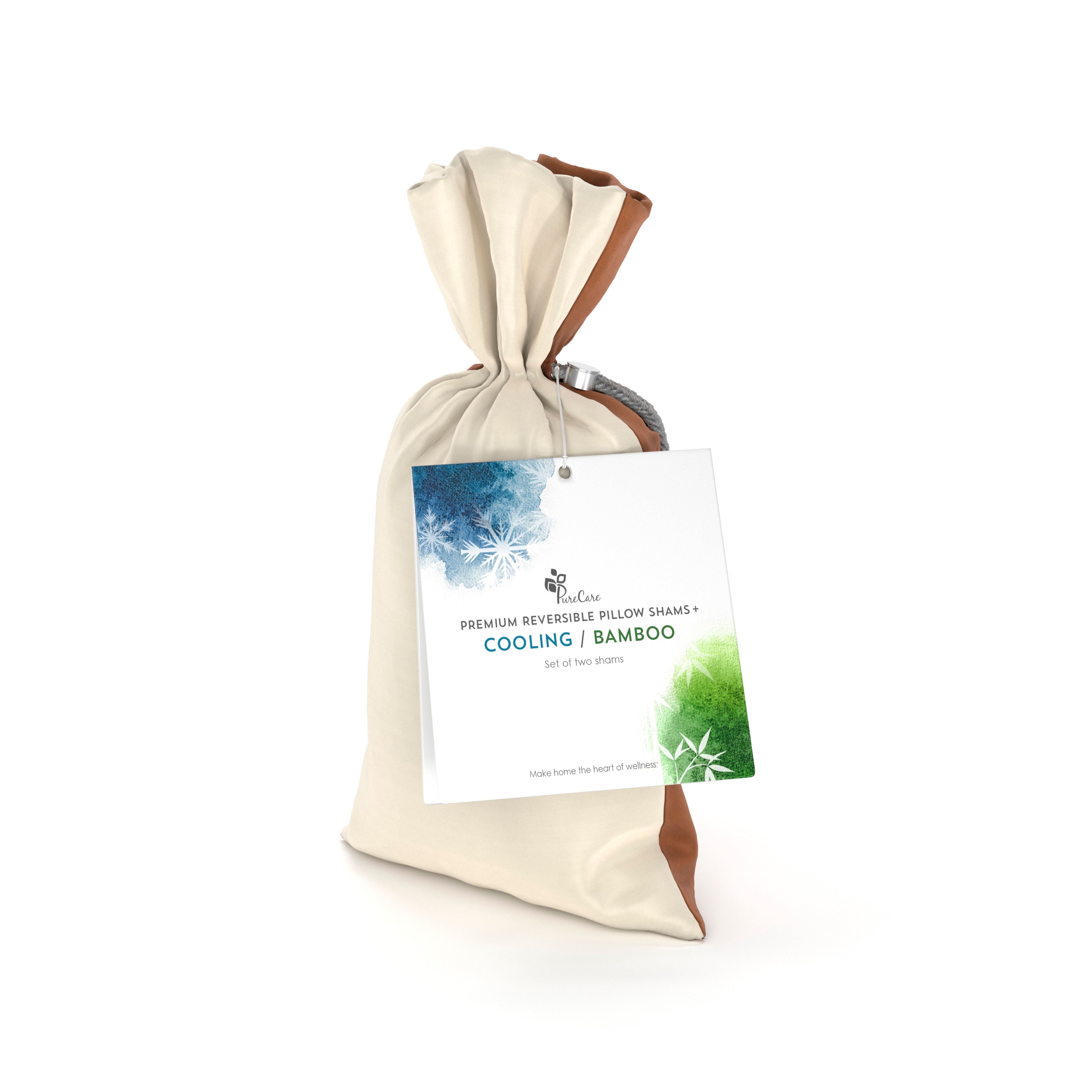 PureCare Cooling Bamboo Pillow Sham Set - Breathable & Hypoallergenic for a Restful Sleep | Perfect for Hot Sleepers & Allergy Relief