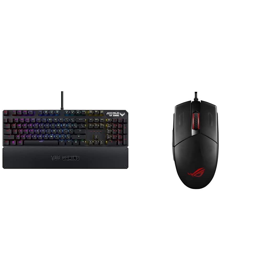 ASUS ROG TUF K3 Mechanical Gaming Keyboard with RGB Backlight & ROG Strix Impact II Wired Gaming Mouse Combo - Perfect for PC Gaming, Esports, and Office Work