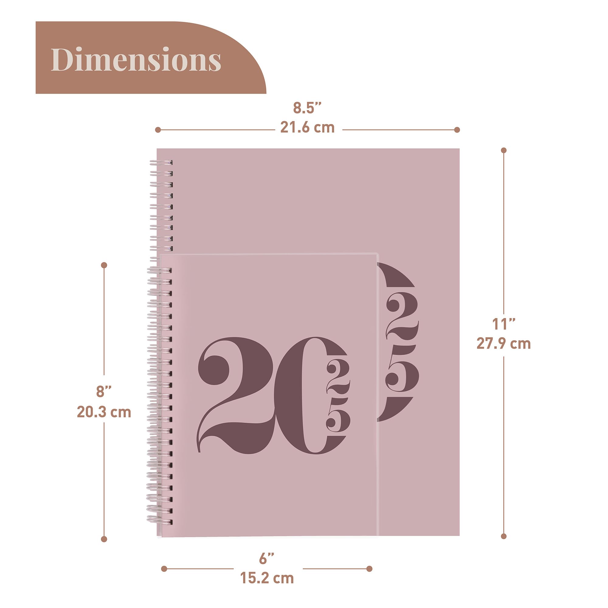 Rileys 2025 Weekly Planner - 8 x 6 Inch Pink Typographic Annual & Monthly Agenda Organizer with Flexible Cover, Notes Pages & Twin-Wire Binding | Perfect for Students, Professionals & Goal Tracking