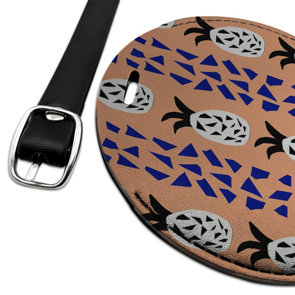 Pineapple Design Round Leather Luggage Tag - Durable Suitcase ID Tag for Carry-On Bags | Perfect for Travel, Vacation & Business Trips