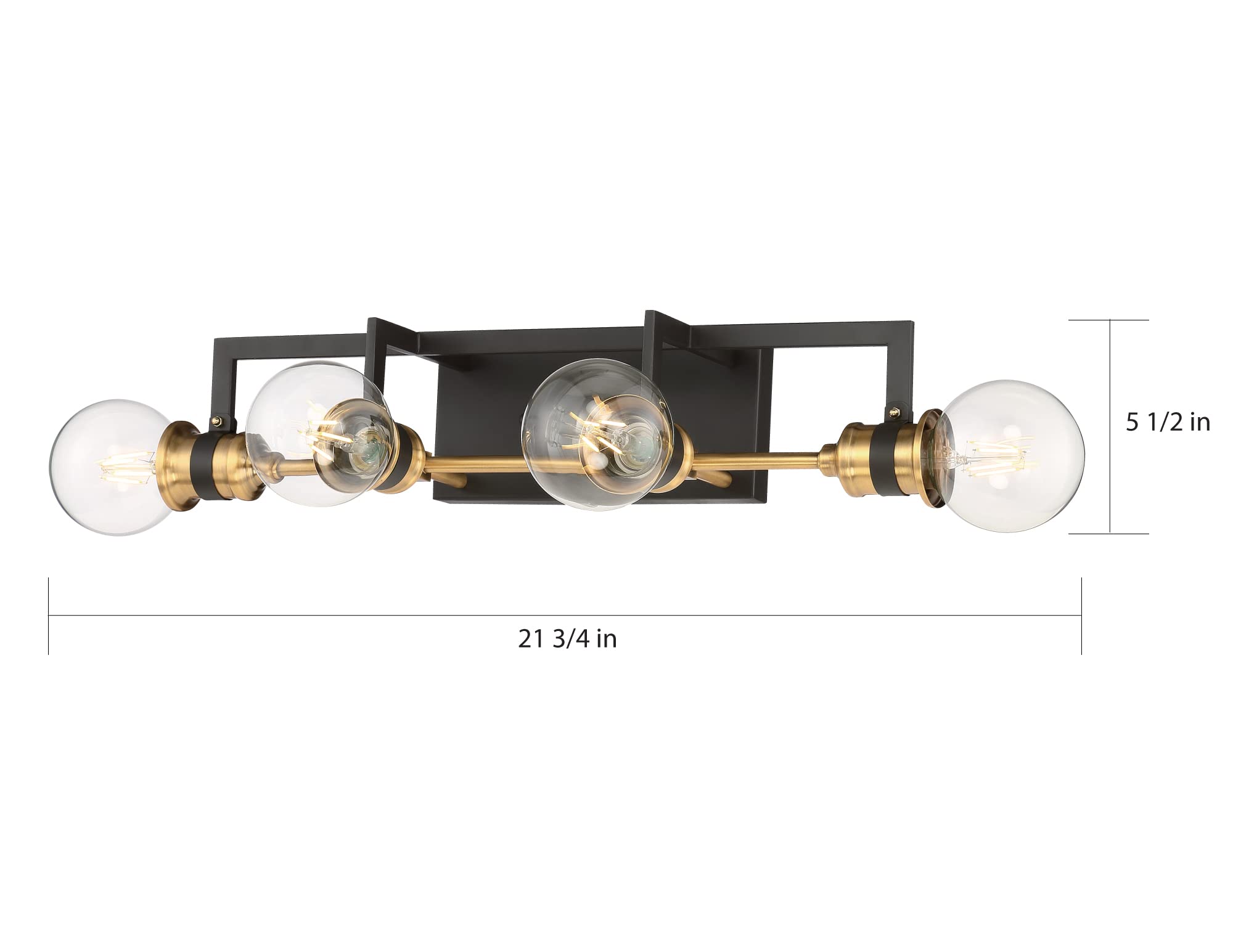 Nuvo 60/6974 Intention Vanity Light Fixture - Warm Brass & Black Finish - 4-Light Bathroom Sconce for Modern & Traditional Home Decor - Perfect for Bedroom, Bathroom, and Dressing Room Lighting