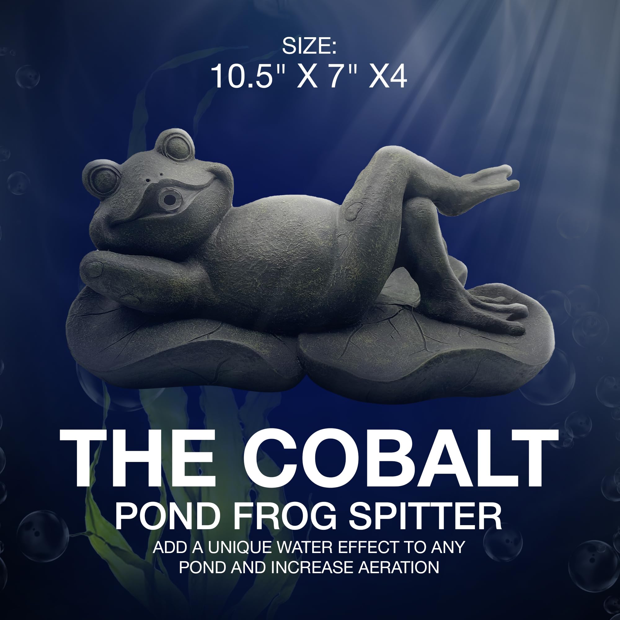 Cobalt Aquatics Whimsical Frog Pond Spitter with Hose Barb - Durable UV-Resistant Resin Water Feature for Garden Ponds, Koi Ponds & Outdoor Decor | Perfect for Backyard Landscaping & Relaxing Water Sounds