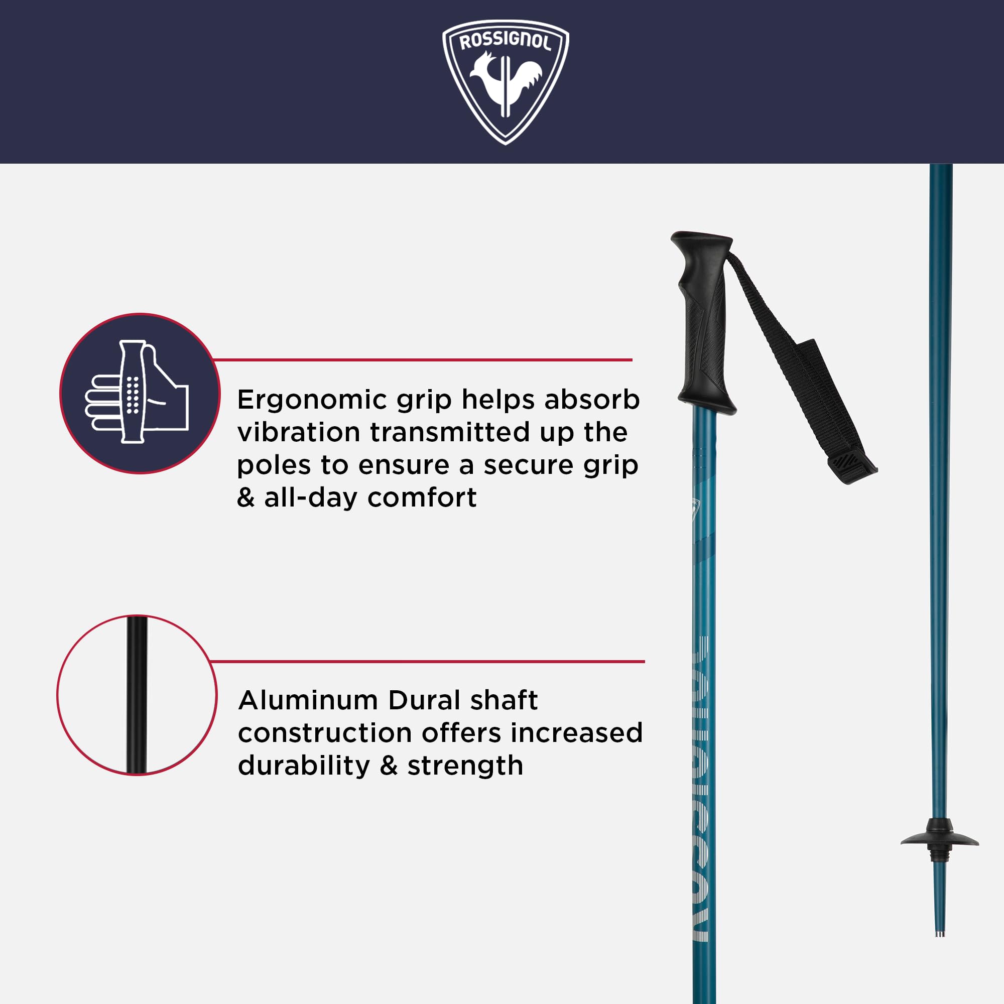 Rossignol Tactic Alpine Ski Poles - Lightweight & Durable Downhill Ski Poles for Men & Women - Perfect for All-Mountain, Freeride & Backcountry Skiing Adventures