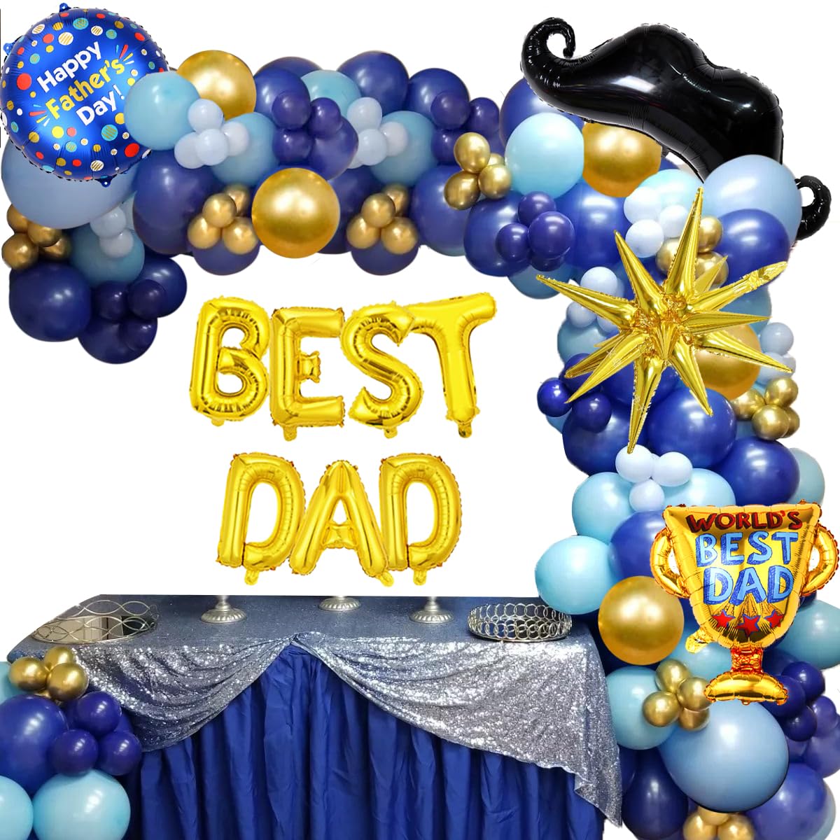 133Pcs Father's Day Balloon Decorations Kit - Happy Fathers Day Balloons, BEST DAD Foil Mylar Balloons, Garland & Arch Set for Father's Day Party Decorations - Perfect for Birthday Celebrations, Family Gatherings & Surprise Parties