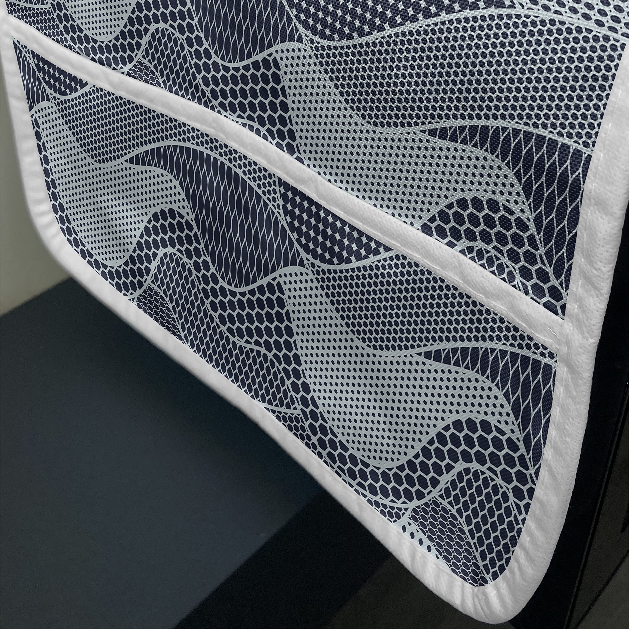 Ambesonne Waterproof Microwave Cover - Abstract Wavy Pattern with Circles, Dots & Hexagons - 36