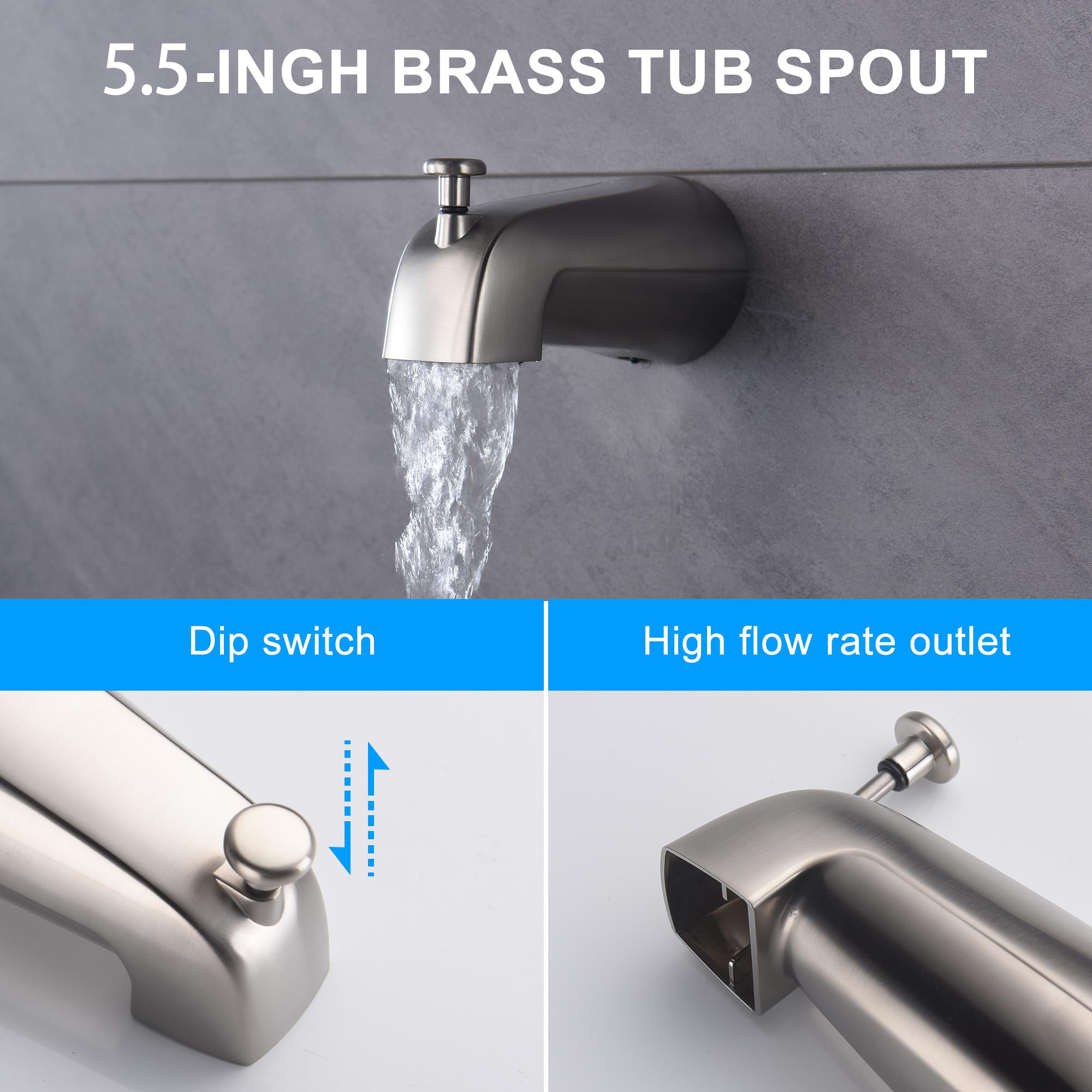 8 Inch Shower Faucet Set with Adjustable Extension Arm & Handheld Sprayer - Brushed Nickel Finish - Complete Bathroom Shower System with Pressure Balance Valve - Perfect for Modern Bathroom Renovations and Spa-Like Showers