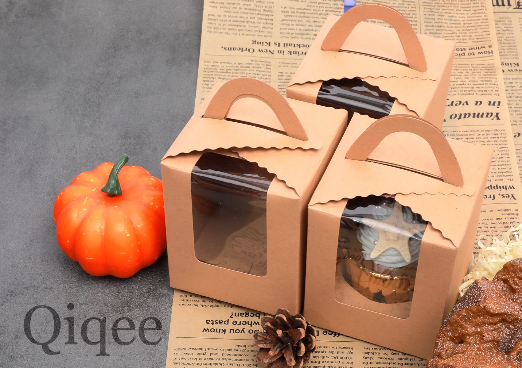 Disposable Kraft Cupcake Boxes 100pcs - 3.7