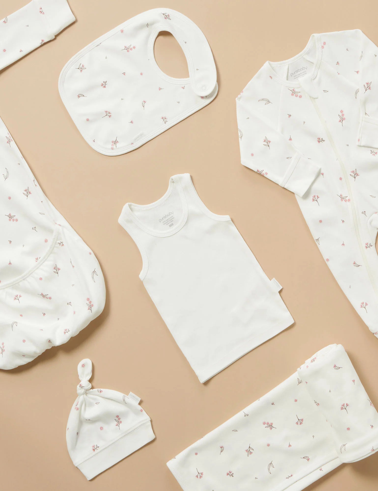 Purebaby Organic Essentials Hospital Bag - Vanilla Blossom Baby Care Set | Newborn Must-Haves for Mom & Baby | $120 Value | Perfect for Hospital Stay & Baby Shower Gifts