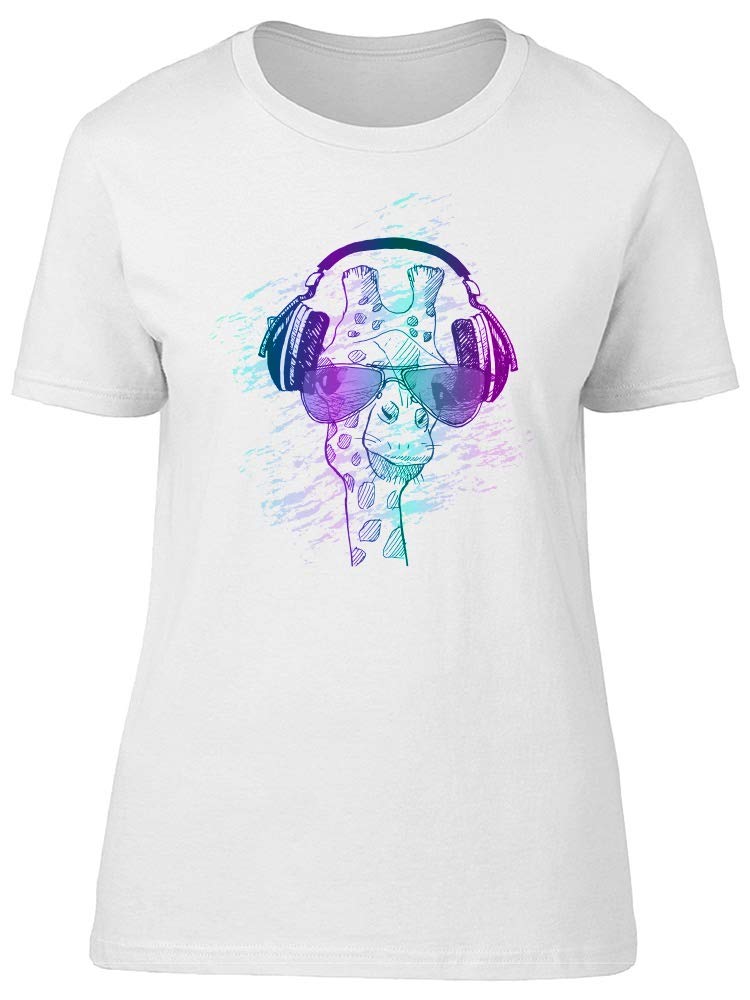 Cool Watercolor Hipster Giraffe Graphic T-Shirt for Women - Soft Cotton Casual Tee for Streetwear, Summer Outfits & Festival Fashion