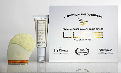 LUCE Facial Cleansing Brush & Foam Cleanser Set - White - Gift Boxed - GF130741W - Perfect for Skincare Routine & Spa Day at Home