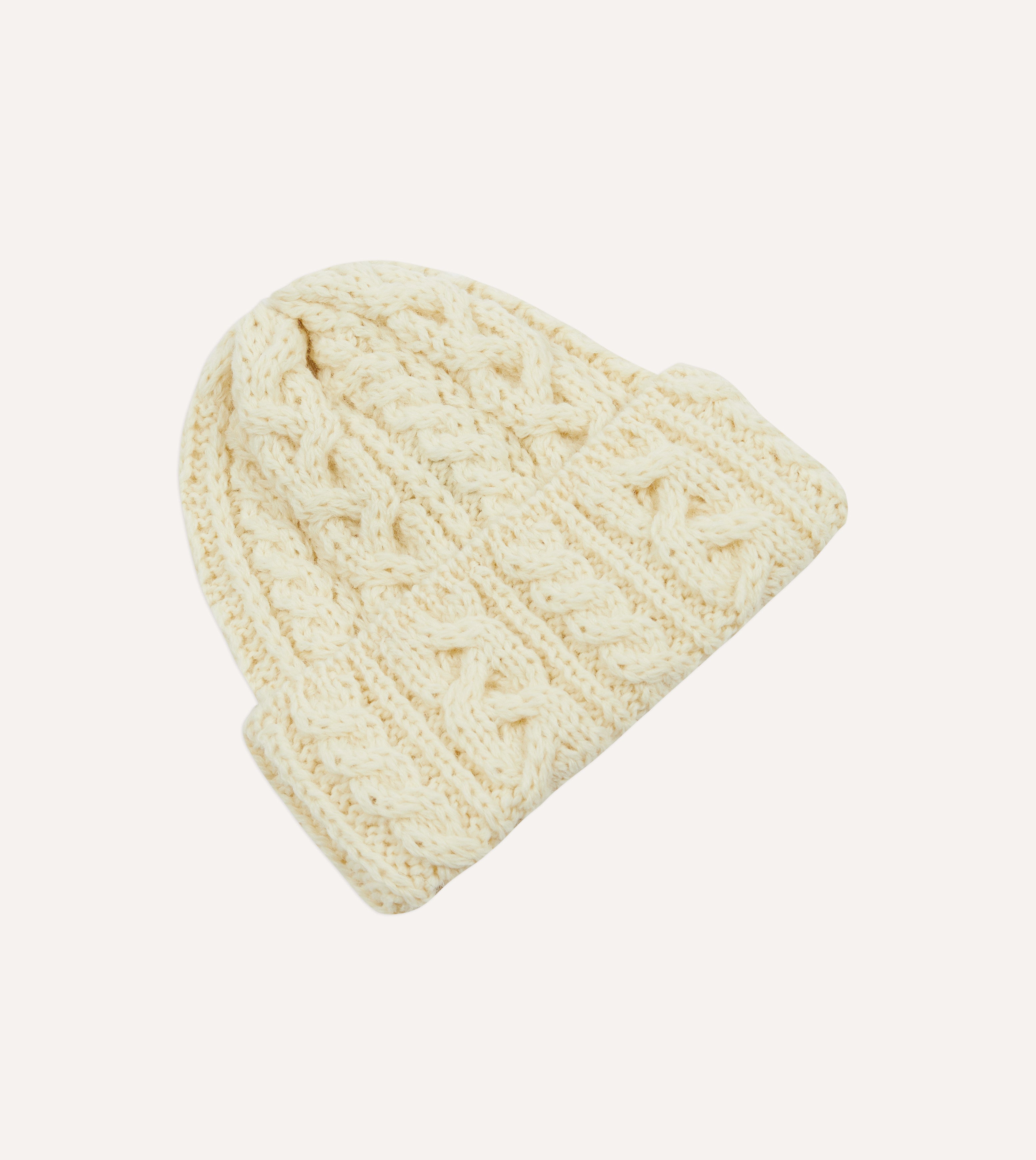 Warm Ecru Wool Cable Knit Beanie Hat for Men & Women - Soft Winter Hat for Cold Weather - Perfect for Skiing, Hiking, and Outdoor Activities