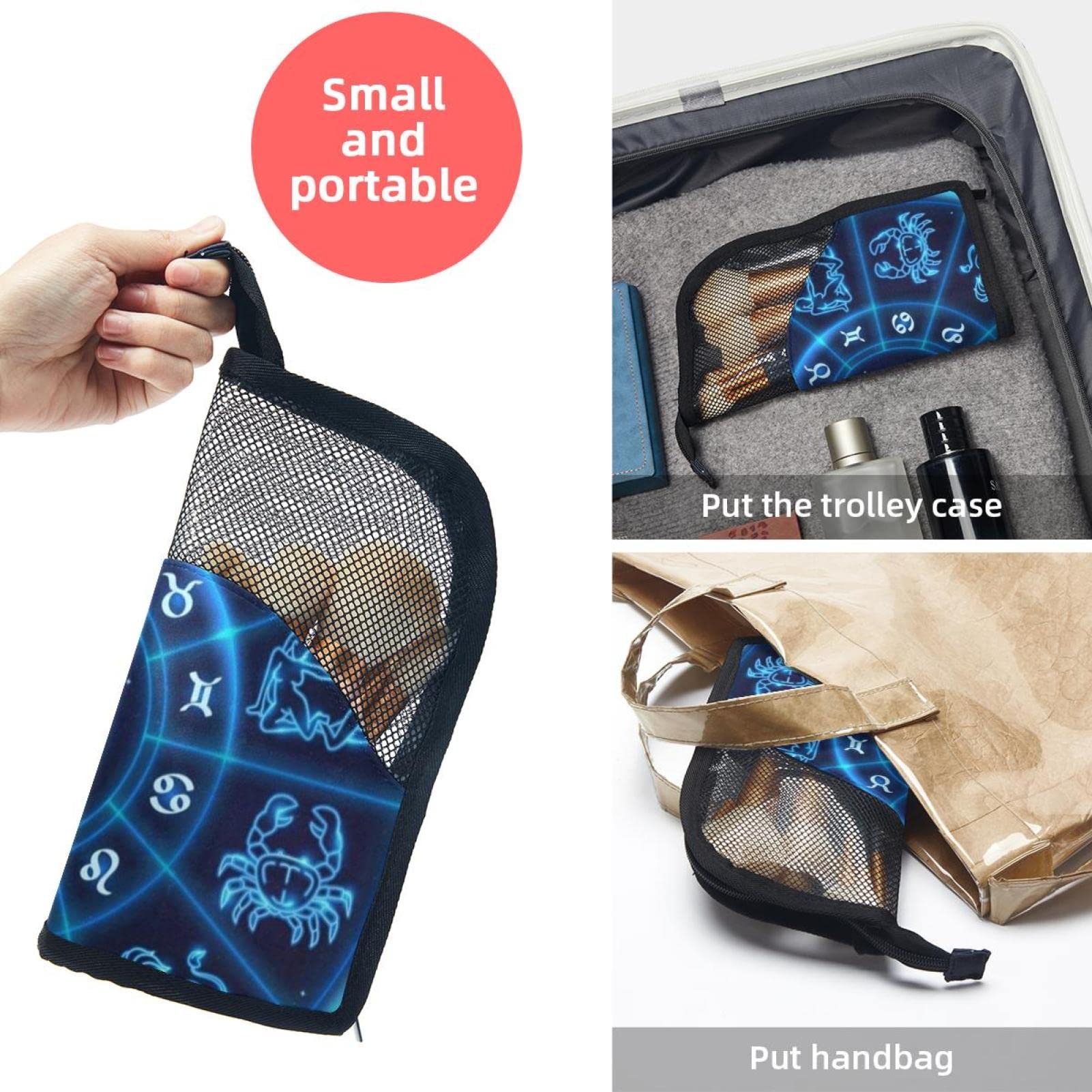 Premium 12-Piece Makeup Brush Organizer Bag - Cosmic Constellation & Animal Print Portable Holder Case for Travel & Home Vanity Storage