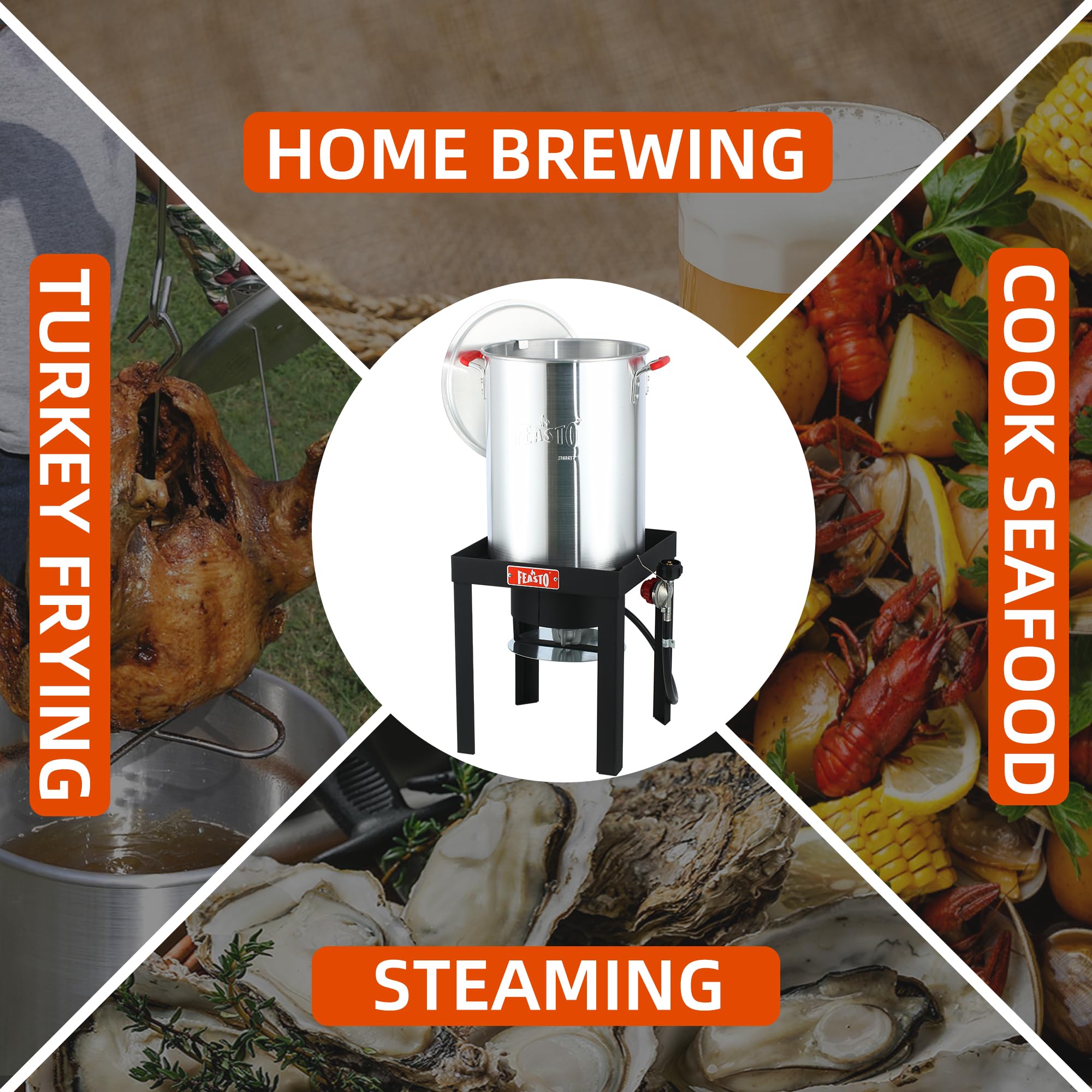 30QT Turkey Fryer & Fish Fryer Set with Basket - CSA Certified Outdoor Cooking Kit, 50,000 BTU Propane Burner for Thanksgiving, Camping & Backyard BBQs - Perfect for Deep Frying Turkey, Seafood & Chicken