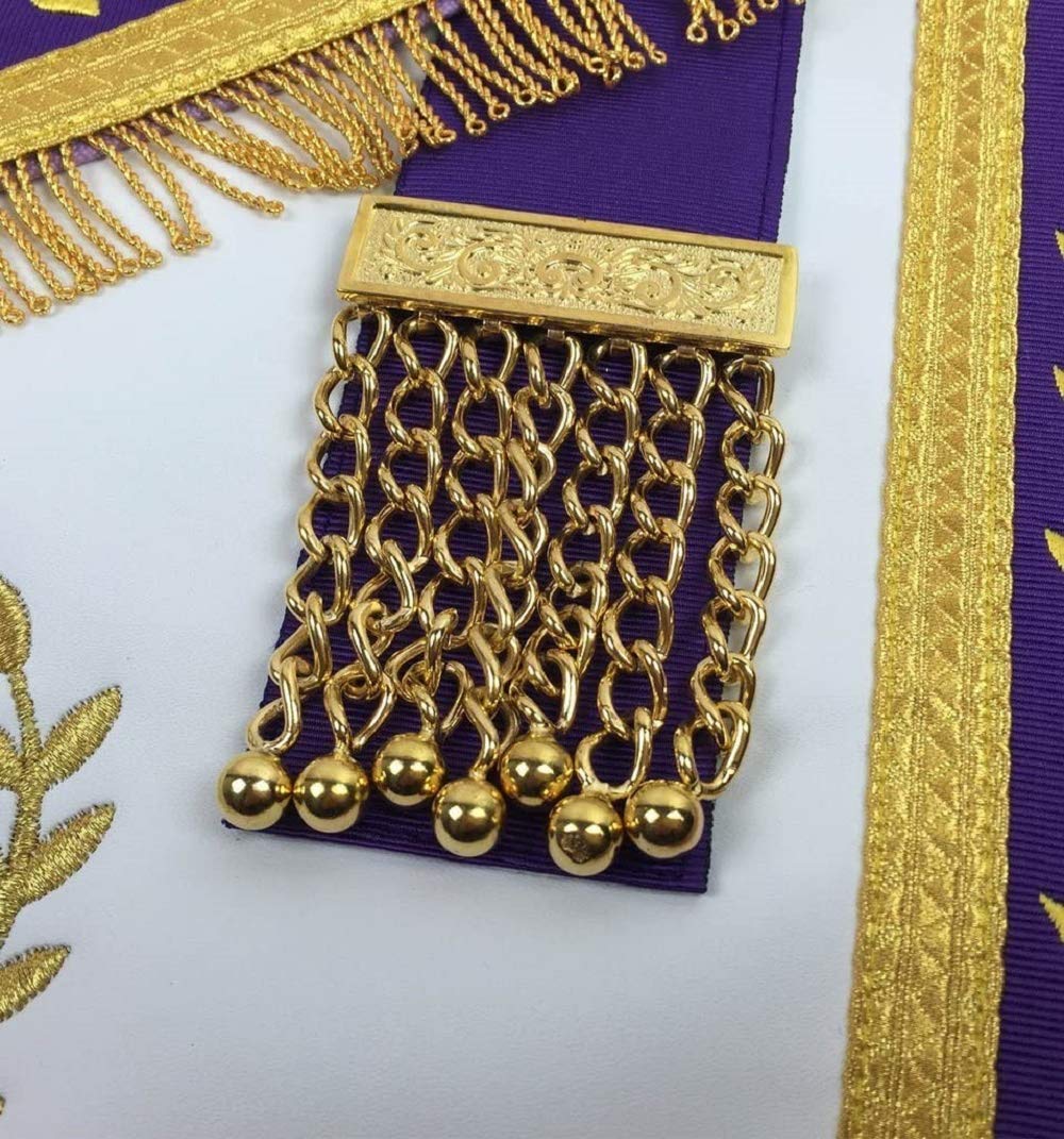 Past Master Masonic Apron - Blue Lodge Machine Embroidery Purple & Gold Fraternal Regalia | Perfect for Lodge Meetings, Rituals & Masonic Ceremonies