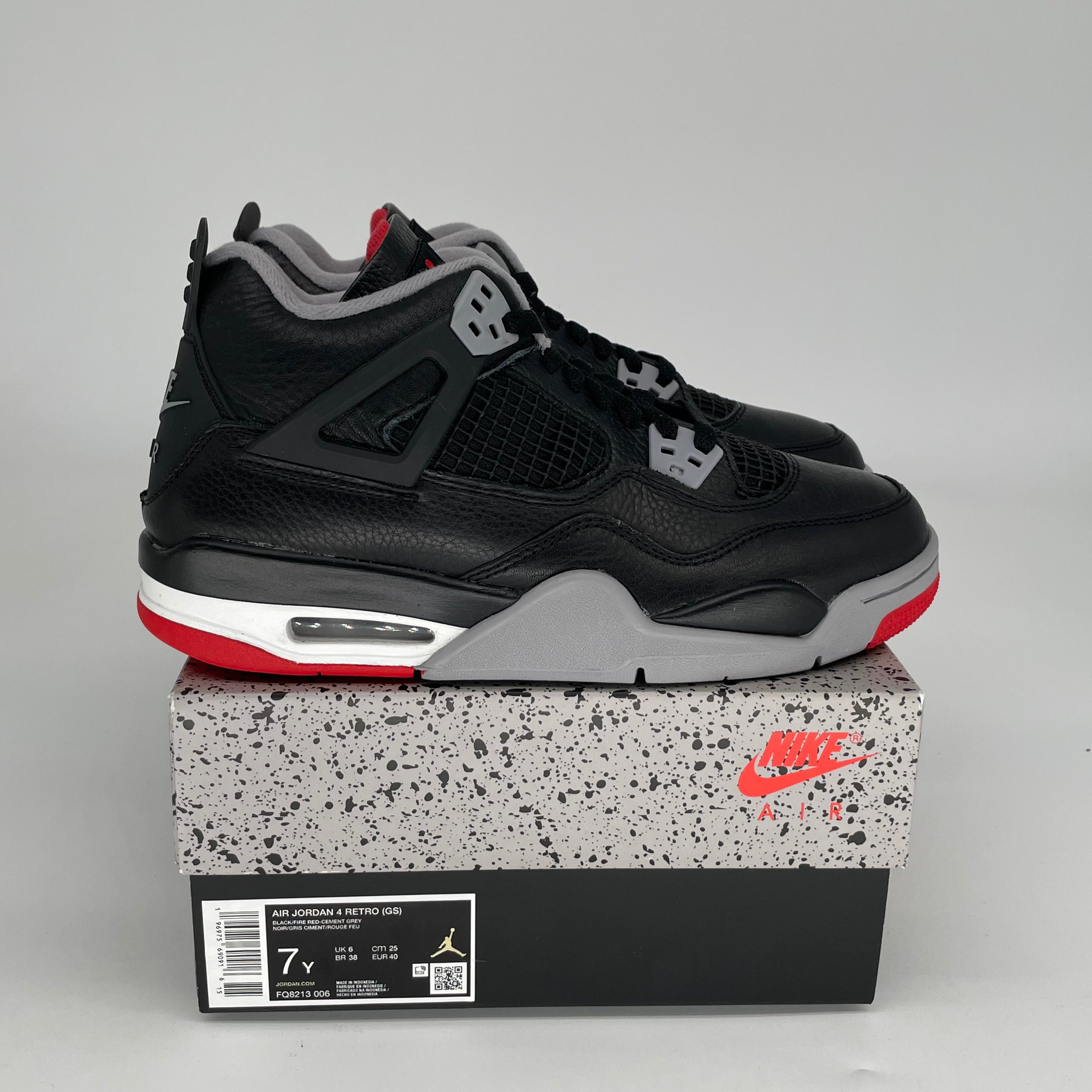 Original Air Jordan 4 Bred Reimagined Basketball Shoes - Size 7Y (FQ8213-006) | Retro Sneakers for Men & Women - Perfect for Streetwear, Gym & Casual Outfits