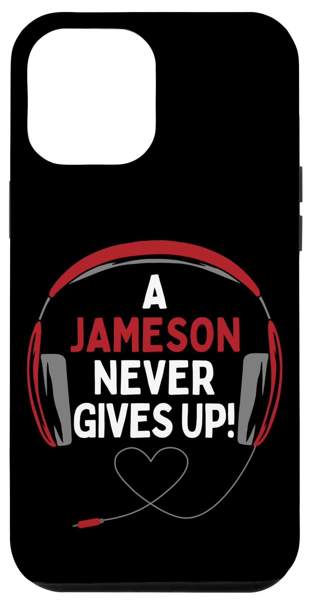 iPhone 12 Pro Max Gaming Case with Premium Headset - Personalized 'A Jameson Never Gives Up' Quote - Perfect for Mobile Gaming & Esports Enthusiasts