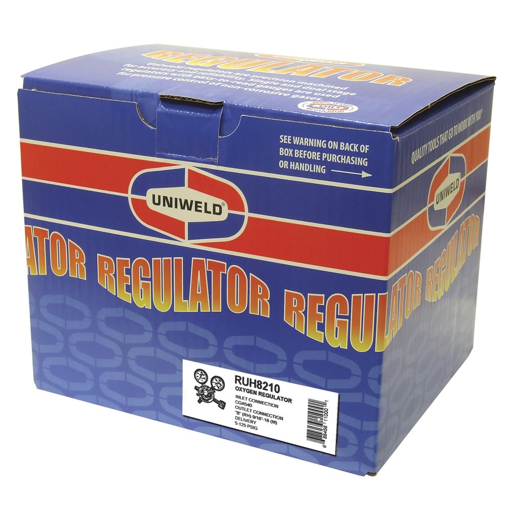 Uniweld RUH8210 CGA540 Inlet Medium/Heavy Duty Single Stage Oxygen Regulator - Perfect for Welding, Cutting & Industrial Gas Applications