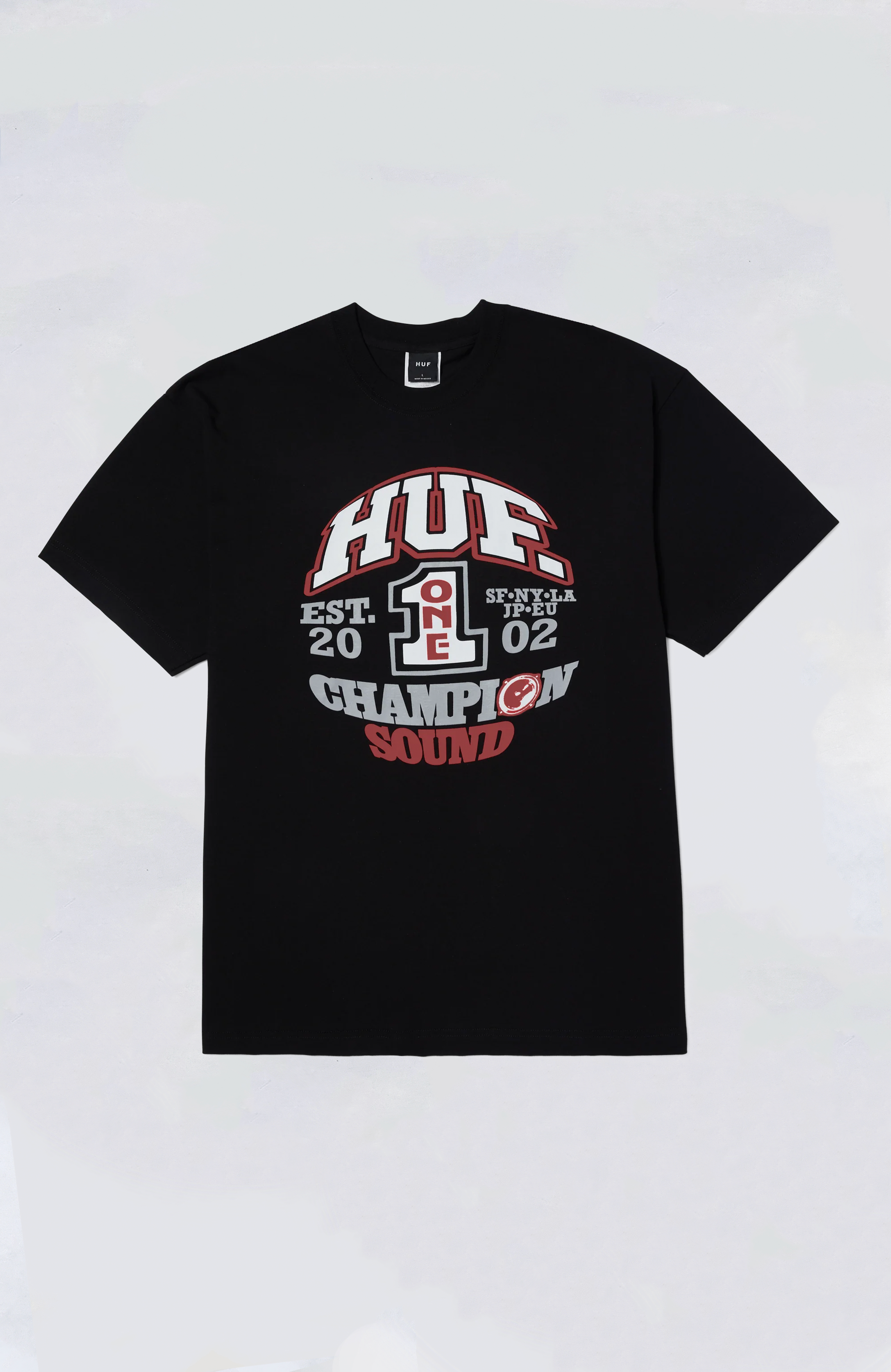 HUF Champion Sound Short Sleeve T-Shirt for Men - Casual Streetwear Tee for Music Lovers & Skateboarders