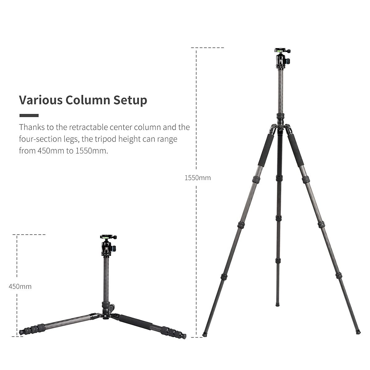 SIRUI Professional Heavy Duty Carbon Fiber Tripod 61