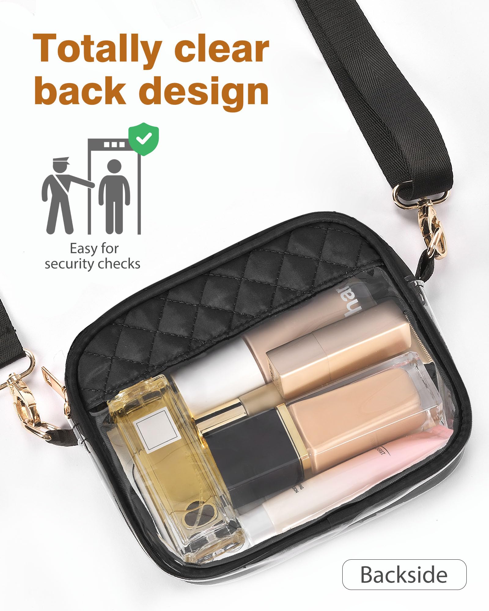Stadium Approved Clear Crossbody Bag for Women - Small Transparent Purse for Concerts, Sports Events & Security Check - Perfect for NFL, NBA, Concerts & Theme Parks