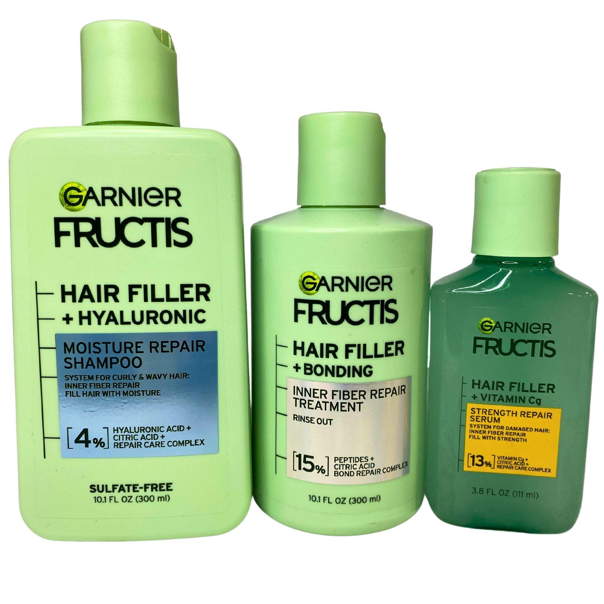 Garnier Fructis Hair Filler Mix - 22 Piece Set with Shampoo, Serum & Treatment for Damaged Hair Repair | Professional Hair Care Kit for Dry, Frizzy Hair at Home or Salon Use