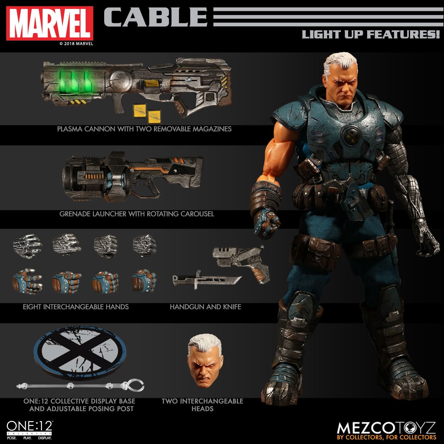 Mezco Toyz One:12 Collective Marvel Comics Cable 1/12 Scale Action Figure - Premium Collectible Toy for Marvel Fans, Gift for Comic Lovers | Display, Photography, Cosplay & Collection