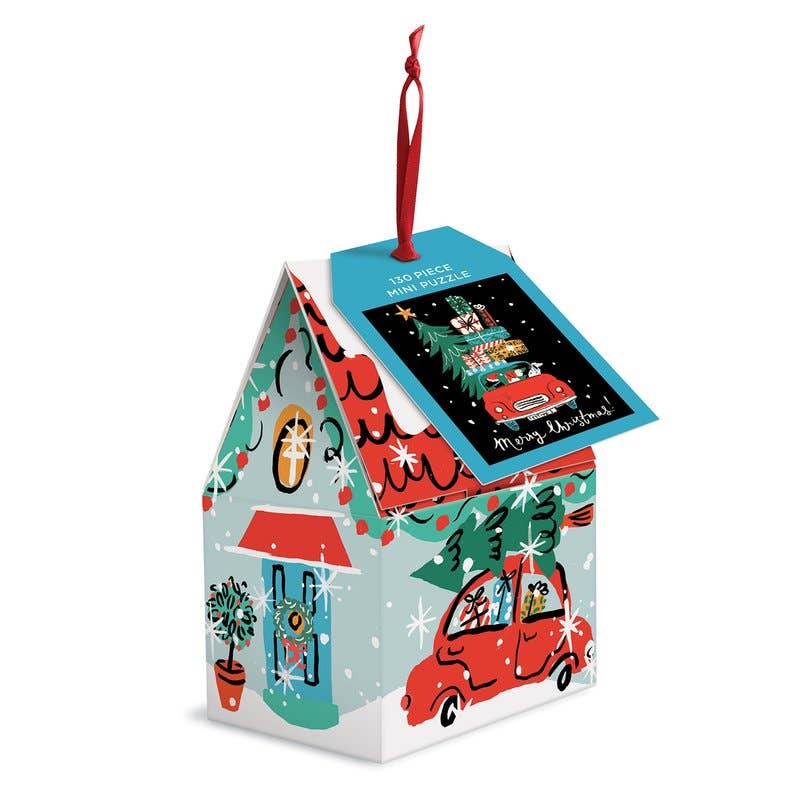 130-Piece Christmas Car Puzzle Ornament - Festive Holiday Decor for Tree, Gift & Home Decoration