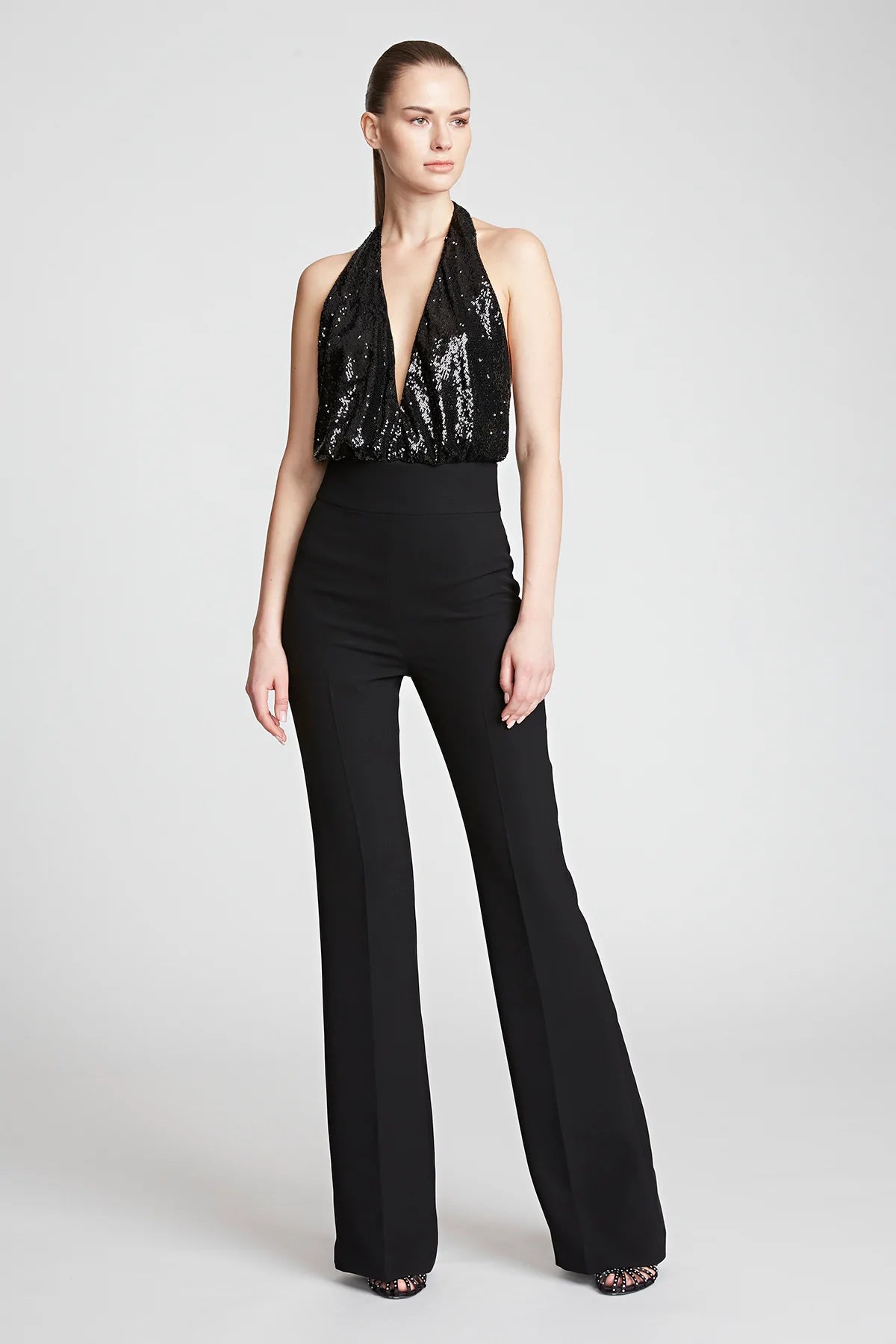 Cary Sequin Bodysuit for Women - Black Shiny Party Outfit, Clubwear, Night Out, Date Night, Special Occasion