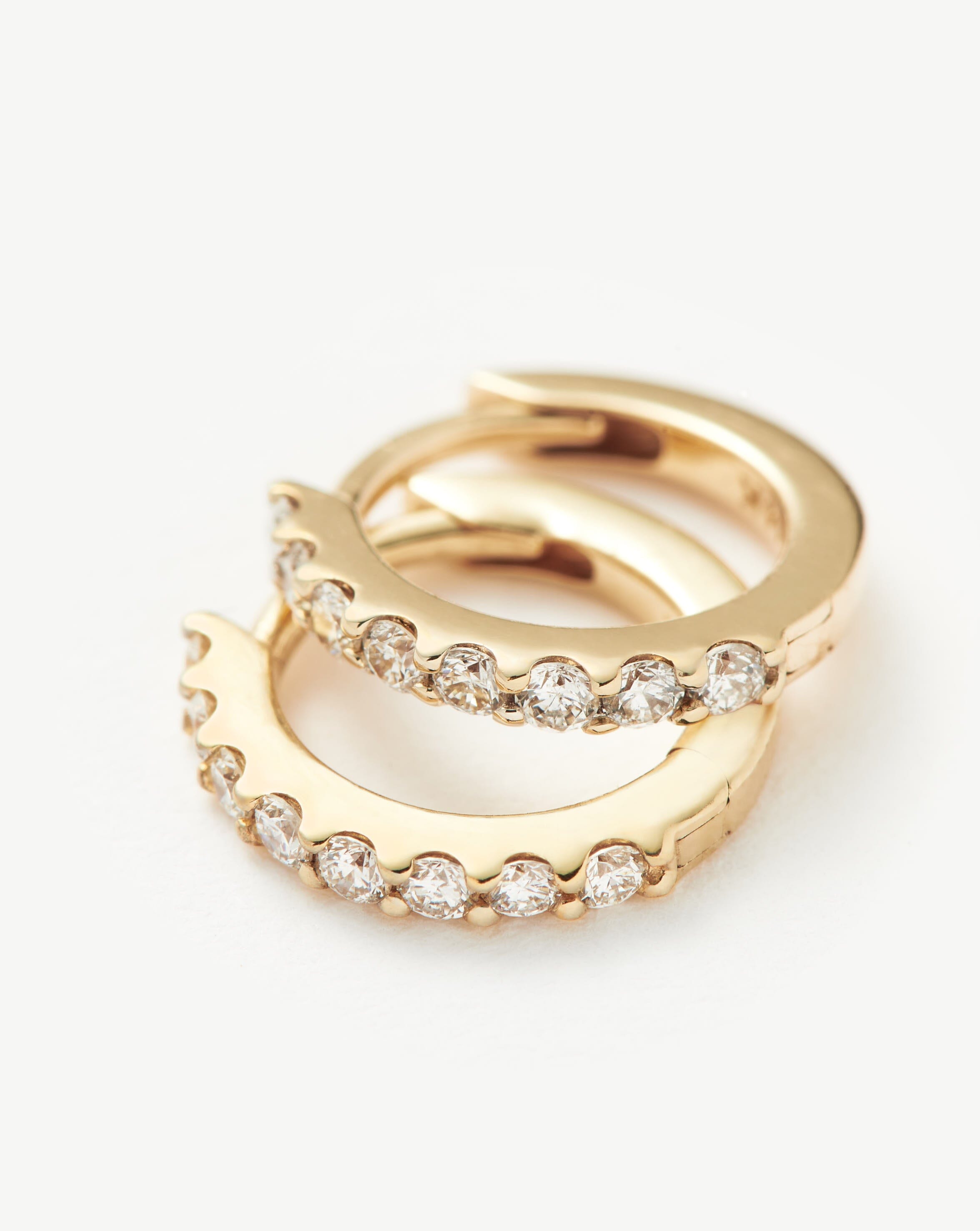 14K Solid Gold Diamond Huggie Hoop Earrings for Women - Classic Fine Jewelry Gift for Her - Perfect for Weddings, Parties & Everyday Wear